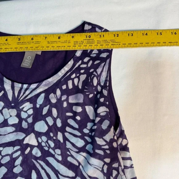 Chico's Size 0 (Small) Purple Butterfly Asymmetrical Hem Tunic Dress Boho - Picture 5 of 8